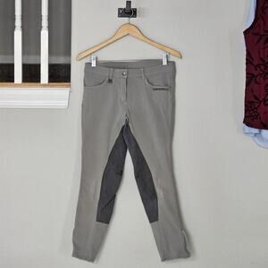 ROMFH Equestrian Horse Riding Breeches Full Seat Grey Women's Stretch Size 30L